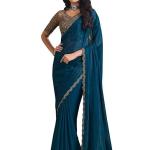 Women’s Multicolor Georgette Solid Saree with Unstitched Blouse Piece
