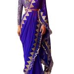 Saree Trends Women’s Faux Georgette ready to wear Frill saree with unstitched blouse