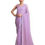 Women’s Dazzling Divinity Crush Organza Saree Swarovski Stone Work Comes With Unstitched Blouse Piece
