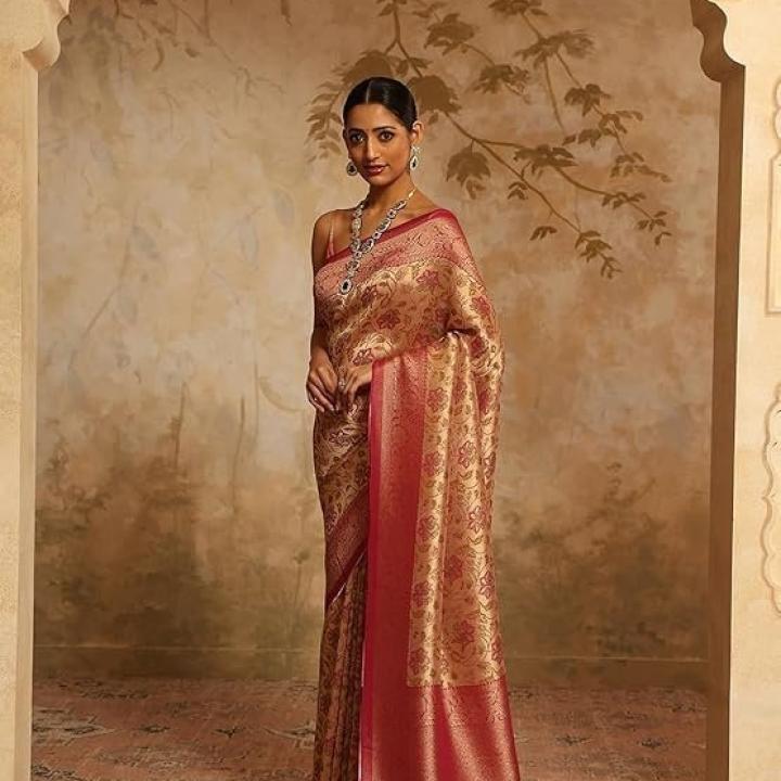 Women’s Embroidery Saree With Unstitched Blouse