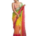 Women’s Multicolor Georgette Embroidered Saree With Unstitched Blouse