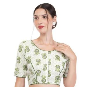 Women’s Kalamkari Printed Pure Cotton Readymade Saree Blouse