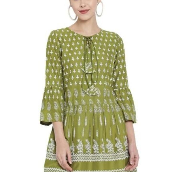 Women’s Rayon Floral Printed Short Kurti Tops for Women