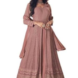 Women’s Maxi Anarkali Dress (122-PINK_Pink_Free Size)