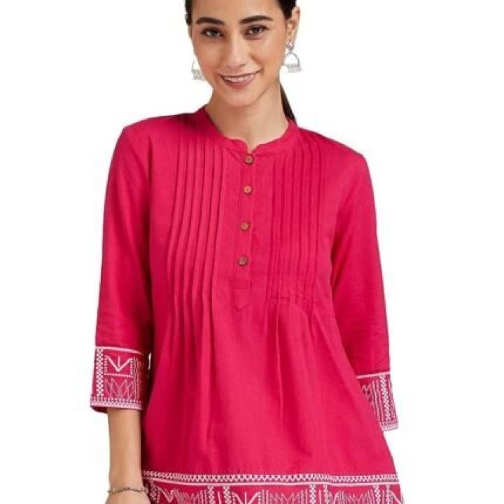 Women’s Printed Straight Cotton Short Kurti
