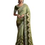 Women’s Jacquard Silk Embroidery border work Saree with Heavy work Unstitch Blouse Piece