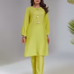 Lime Yellow Solid Muslin A-Line Co-ord (Set of 2)
