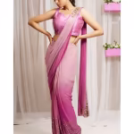 Pink Candy Hand Embroidered & Georgette Saree with Stitched Blouse