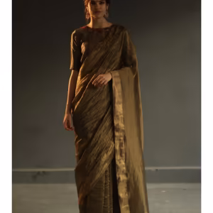 Selina Saree – Charcoal Grey with Stitched Blouse