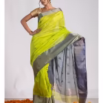 Green Pure Handloom Maheshwari Sico Saree with Unstitched Blouse