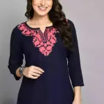Blue Kashmiri Embroidered Short Kurti