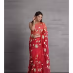 Pink Shaded Chiffon Saree with Gota Patti Work with Unstitched Blouse