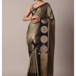 Gold Motifs Black Banarasi Tunchui Silk Saree with Unstitched Blouse