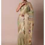 Printed Pallu Classic Beige Ragkart Kora Silk Saree with Unstitched Blouse Piece