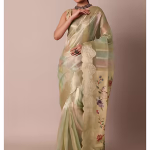 Printed Pallu Classic Beige Ragkart Kora Silk Saree with Unstitched Blouse Piece