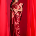 Red Woven Banarasi Saree with Unstitched Blouse