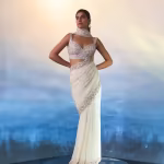 Ivory Gear Saree with Stitched Blouse and Petticoat