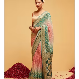 Womens Green Handloom Saree and Unstitched Blouse