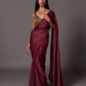 Namib Maroon Beaded Saree with Blouse