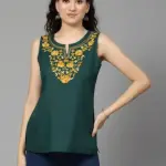 Nadia Green Sleeveless Short Kurti