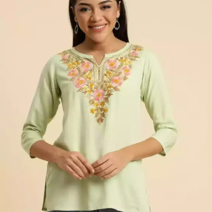 Israa Pista Green Short Kurti