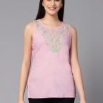 Nadia Kashmiri Light Pink Sleeveless Kurti