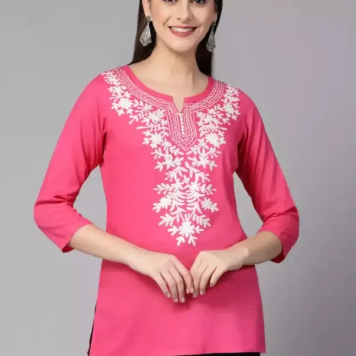 Pink Kashmiri Short Kurti