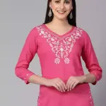 Pink Resham Work Short Kurti