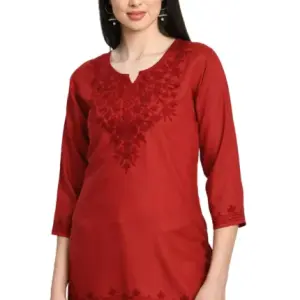 Red Self Aari Short