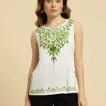 White Sleeveless Short Kurti