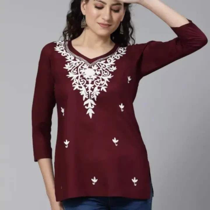 Falak Wine Short Kurti