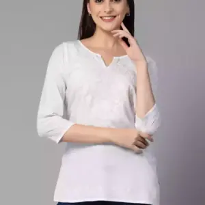 Zahra White Short Kurti