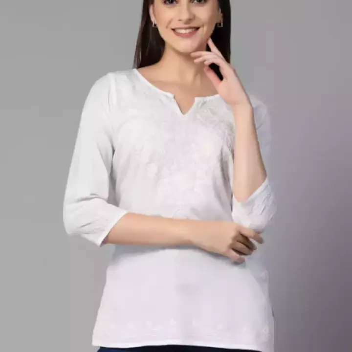 Zahra White Short Kurti